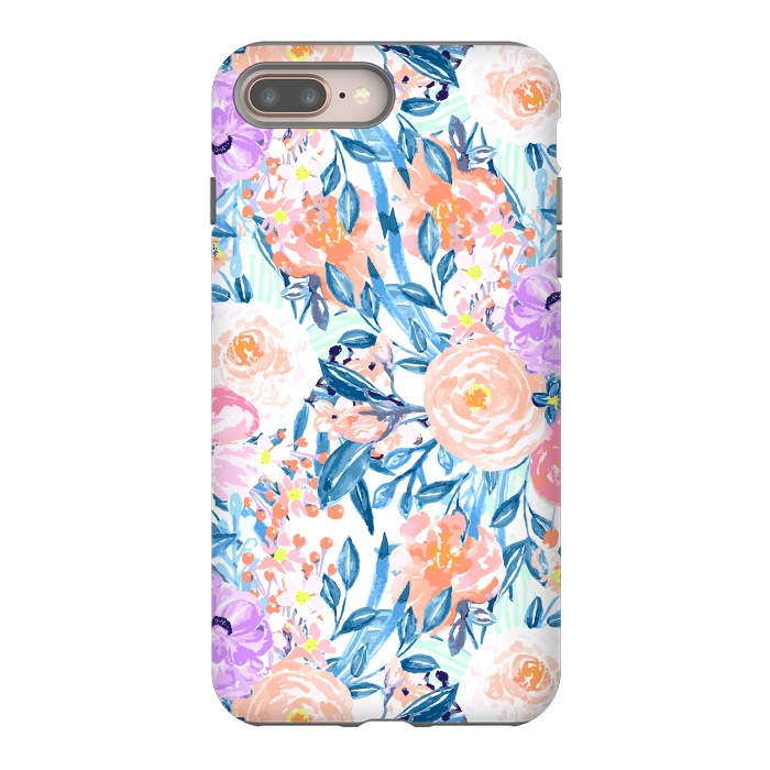 iPhone 7 plus StrongFit Modern watercolor garden floral paint by InovArts
