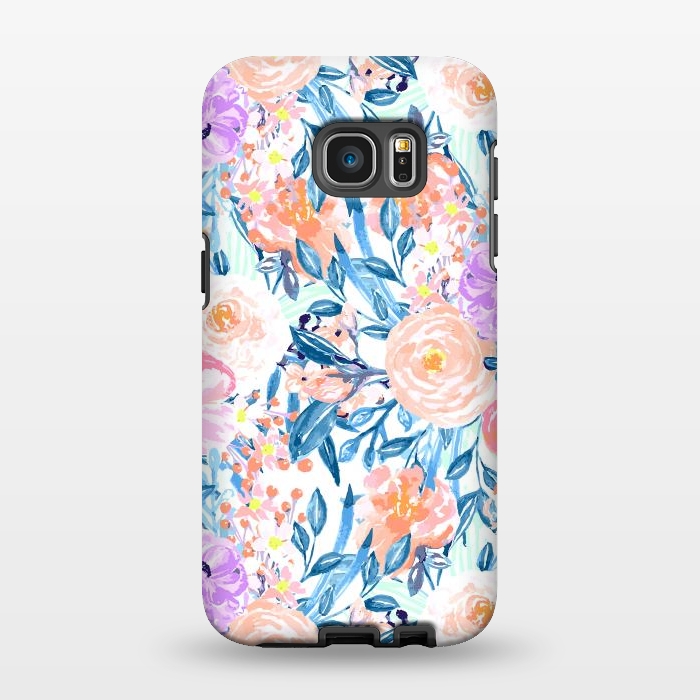 Galaxy S7 EDGE StrongFit Modern watercolor garden floral paint by InovArts