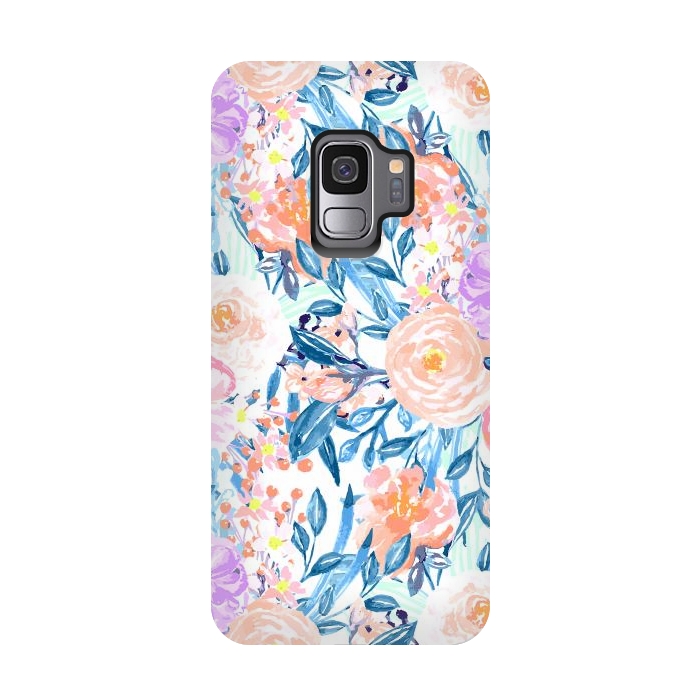 Galaxy S9 StrongFit Modern watercolor garden floral paint by InovArts