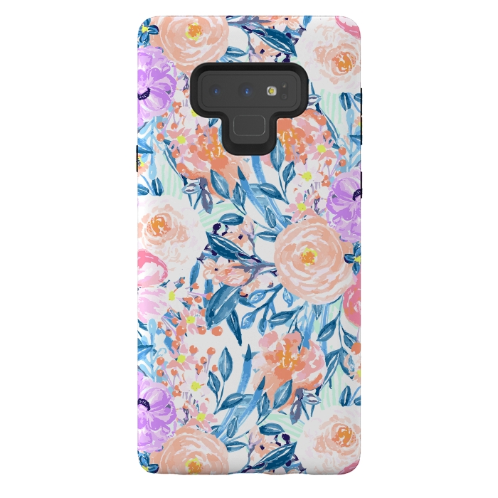 Galaxy Note 9 StrongFit Modern watercolor garden floral paint by InovArts