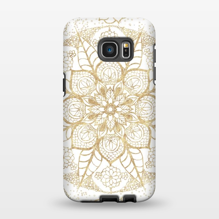 Galaxy S7 EDGE StrongFit Stylish boho hand drawn golden mandala  by InovArts