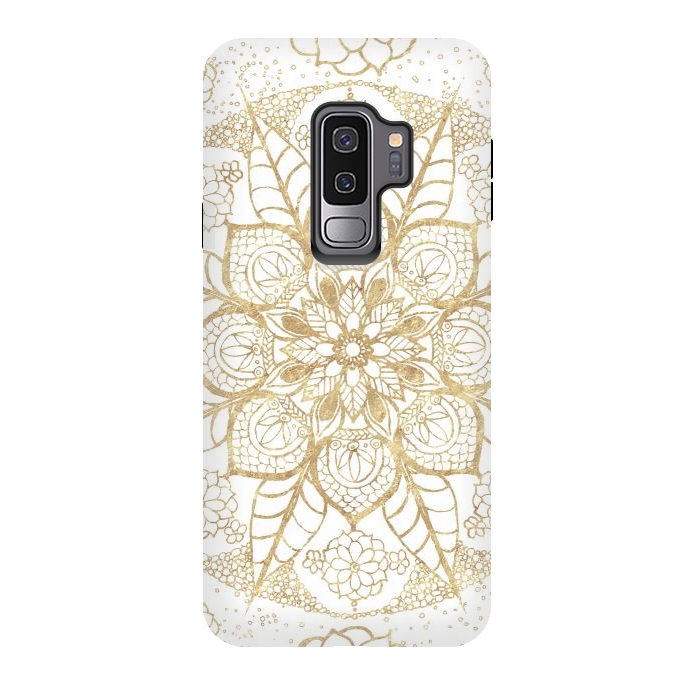 Galaxy S9 plus StrongFit Stylish boho hand drawn golden mandala  by InovArts