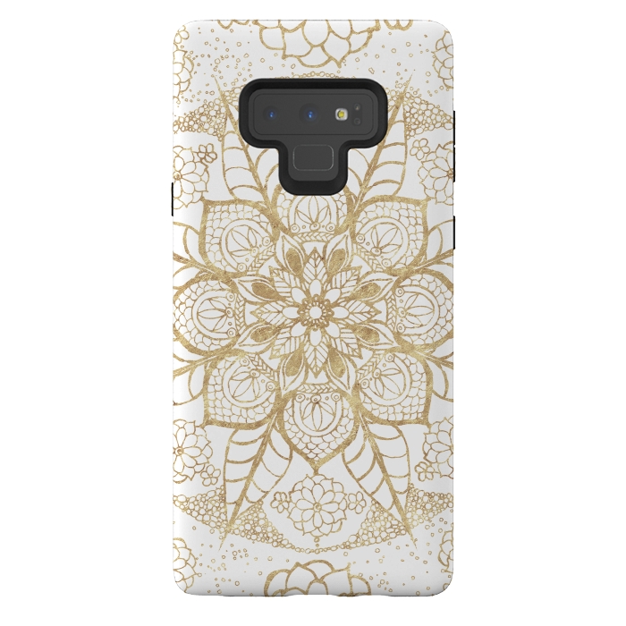 Galaxy Note 9 StrongFit Stylish boho hand drawn golden mandala  by InovArts