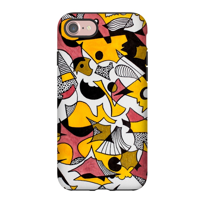 iPhone 7 StrongFit Abstract Shapes in Yellow, Red and Gold by Paula Ohreen