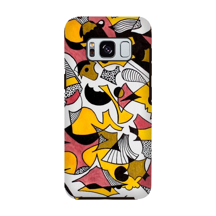 Galaxy S8 StrongFit Abstract Shapes in Yellow, Red and Gold by Paula Ohreen