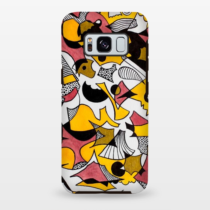 Galaxy S8 plus StrongFit Abstract Shapes in Yellow, Red and Gold by Paula Ohreen