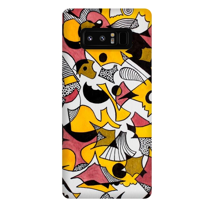 Galaxy Note 8 StrongFit Abstract Shapes in Yellow, Red and Gold by Paula Ohreen