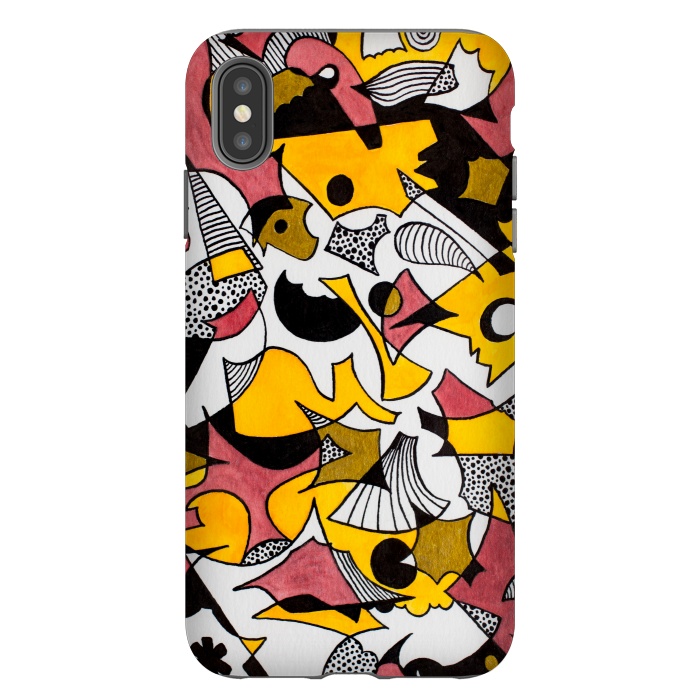 iPhone Xs Max StrongFit Abstract Shapes in Yellow, Red and Gold by Paula Ohreen