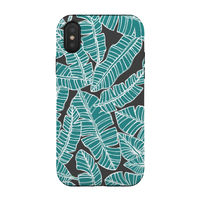 iPhone Xs / X StrongFit Tropical Fronds by Pom Graphic Design