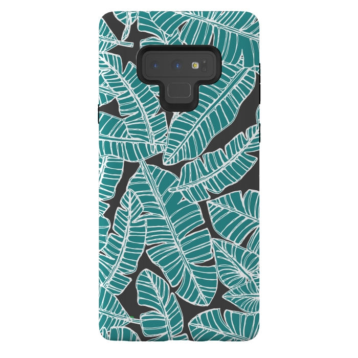 Galaxy Note 9 StrongFit Tropical Fronds by Pom Graphic Design