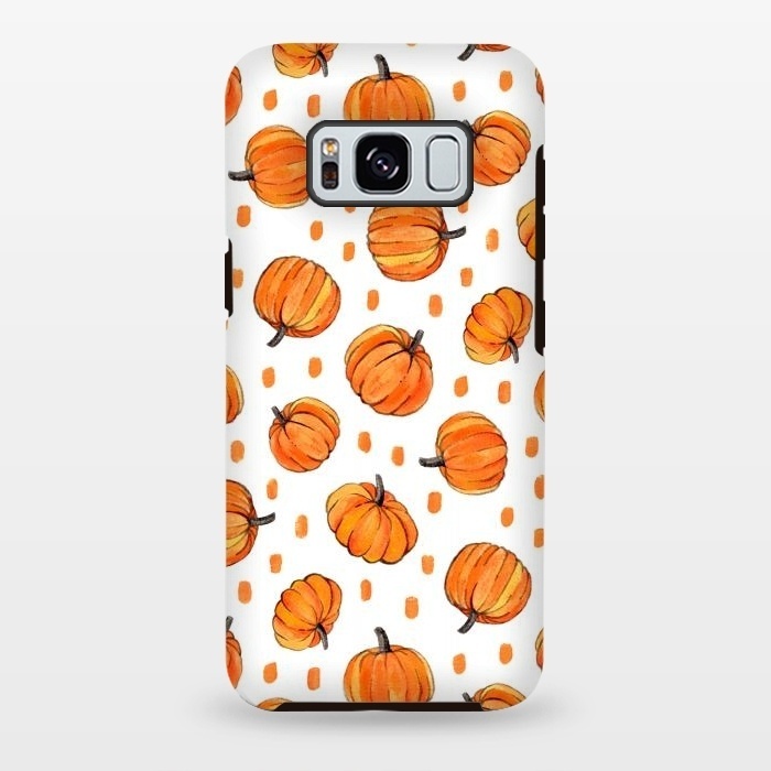 Galaxy S8 plus StrongFit Little Gouache Pumpkins with Dots on White by Micklyn Le Feuvre