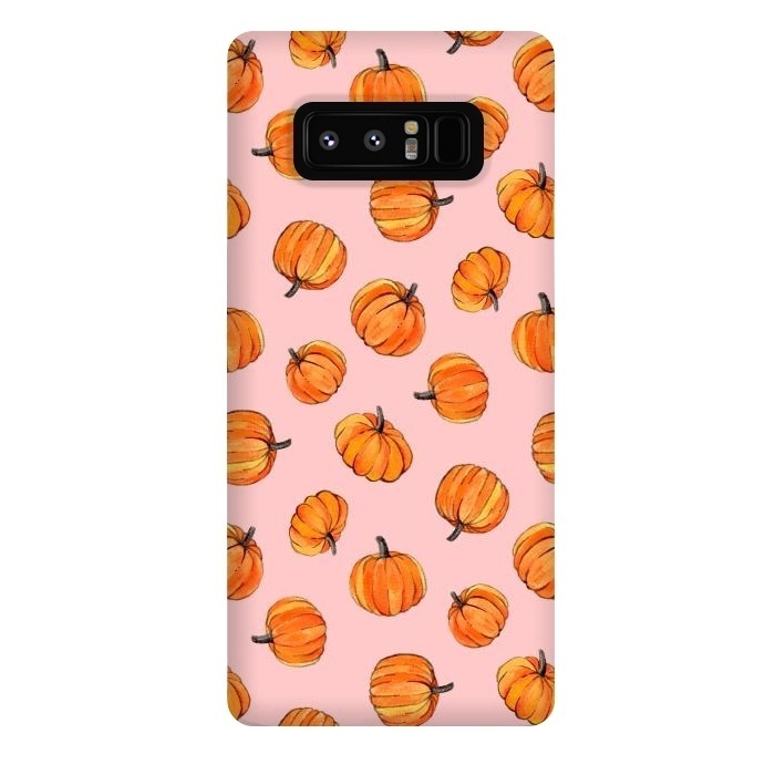 Galaxy Note 8 StrongFit Tiny Pumpkin Polka Dots on Pink by Micklyn Le Feuvre