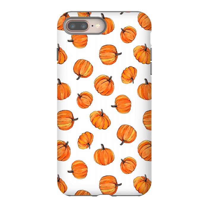 iPhone 7 plus StrongFit Tiny Pumpkin Polka Dots on White by Micklyn Le Feuvre