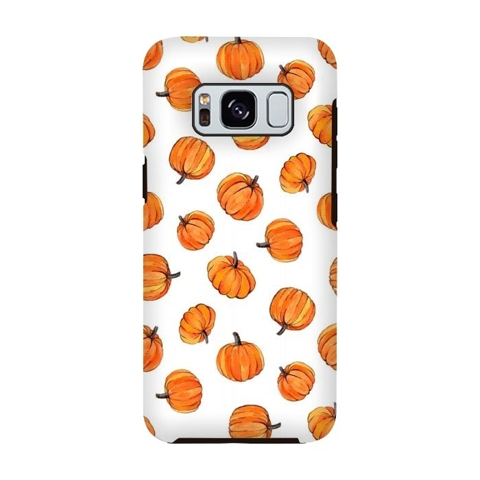 Galaxy S8 StrongFit Tiny Pumpkin Polka Dots on White by Micklyn Le Feuvre