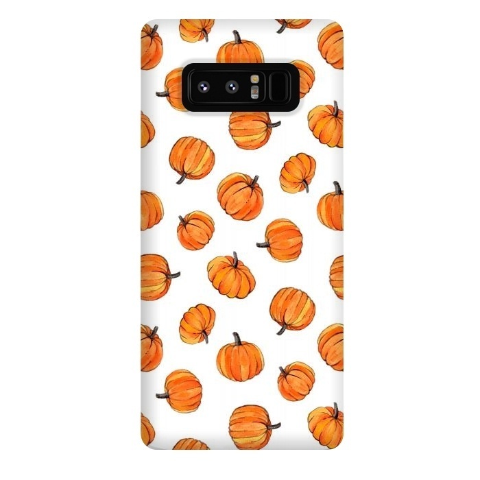 Galaxy Note 8 StrongFit Tiny Pumpkin Polka Dots on White by Micklyn Le Feuvre