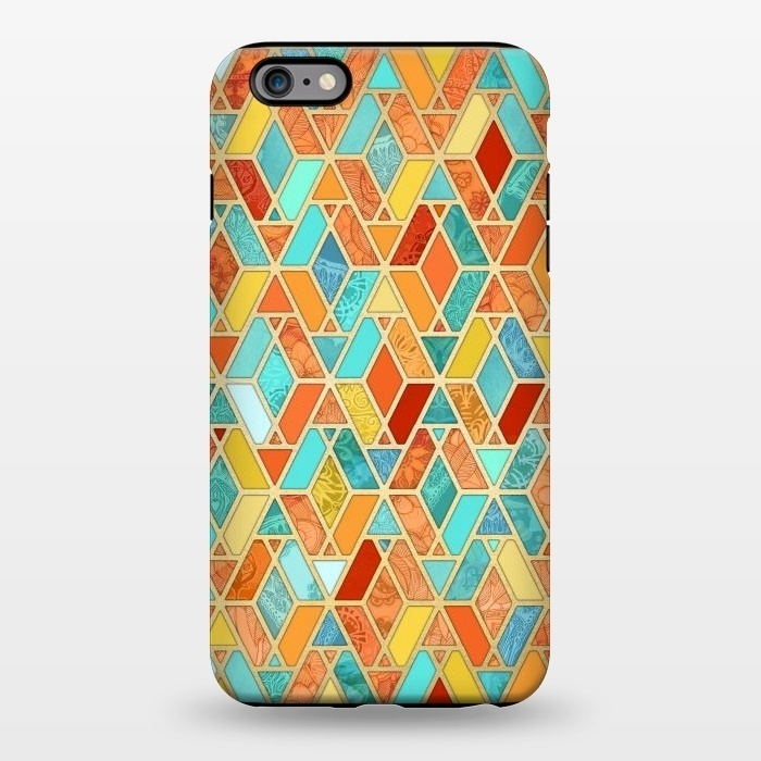 iPhone 6/6s plus StrongFit Tangerine and Turquoise Geometric Fall Pattern by Micklyn Le Feuvre