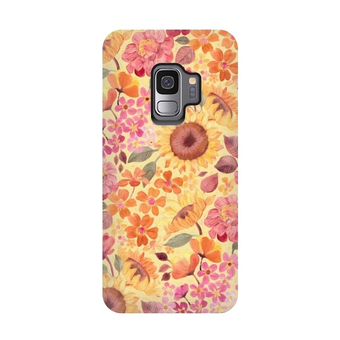 Galaxy S9 StrongFit Happy Boho Autumn Floral  by Micklyn Le Feuvre