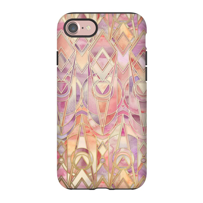 iPhone 7 StrongFit Autumn Peach and Amethyst Art Deco Pattern by Micklyn Le Feuvre