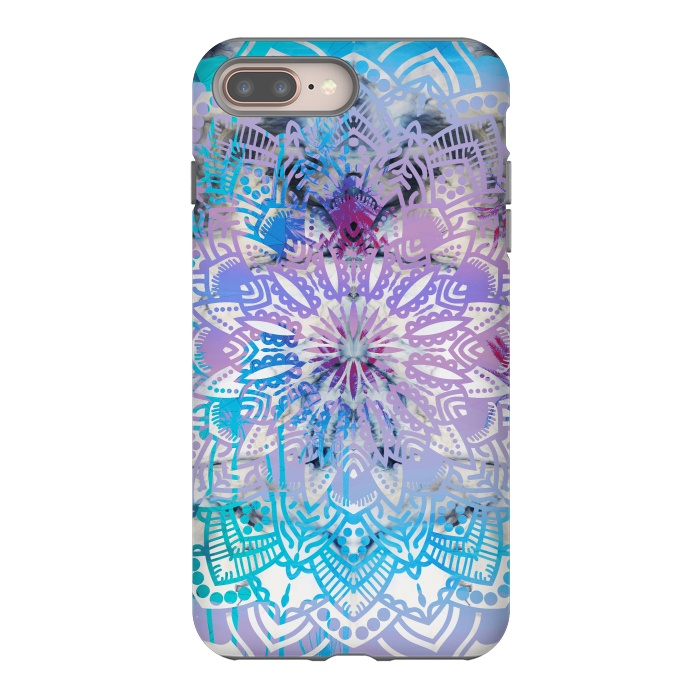 iPhone 7 plus StrongFit Blue lavender mandala drawing on white marble by Oana 
