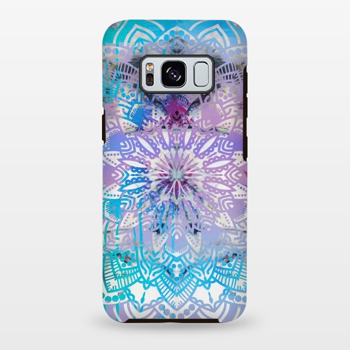 Galaxy S8 plus StrongFit Blue lavender mandala drawing on white marble by Oana 