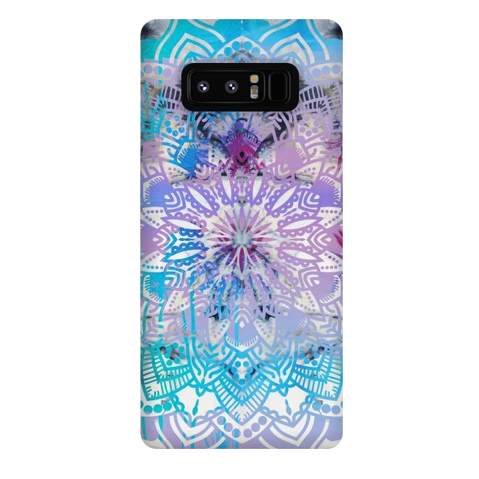 Galaxy Note 8 StrongFit Blue lavender mandala drawing on white marble by Oana 