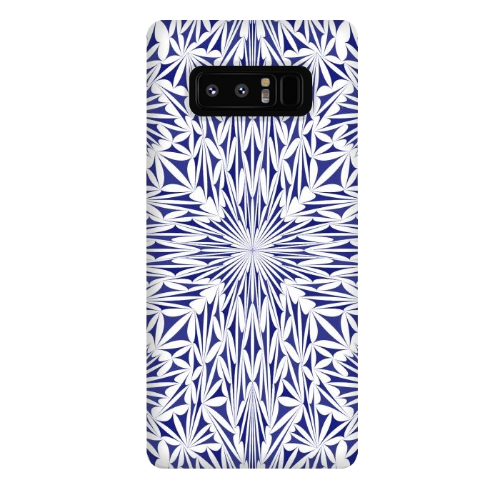 Galaxy Note 8 StrongFit Blue white oriental foliage mandala by Oana 