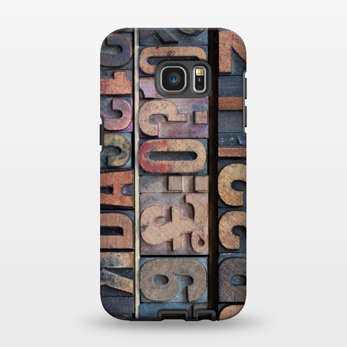 Galaxy S7 EDGE StrongFit Old Wooden Print Blocks by Andrea Haase
