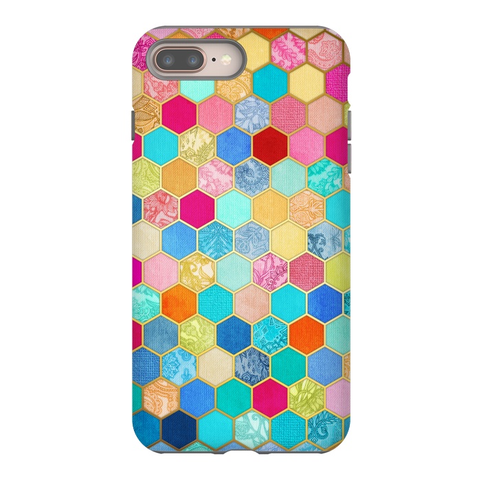 iPhone 7 plus StrongFit Patterned Honeycomb Patchwork in Jewel Colors by Micklyn Le Feuvre