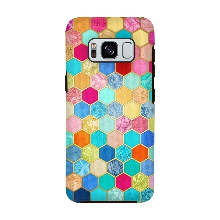 Galaxy S8 StrongFit Patterned Honeycomb Patchwork in Jewel Colors by Micklyn Le Feuvre
