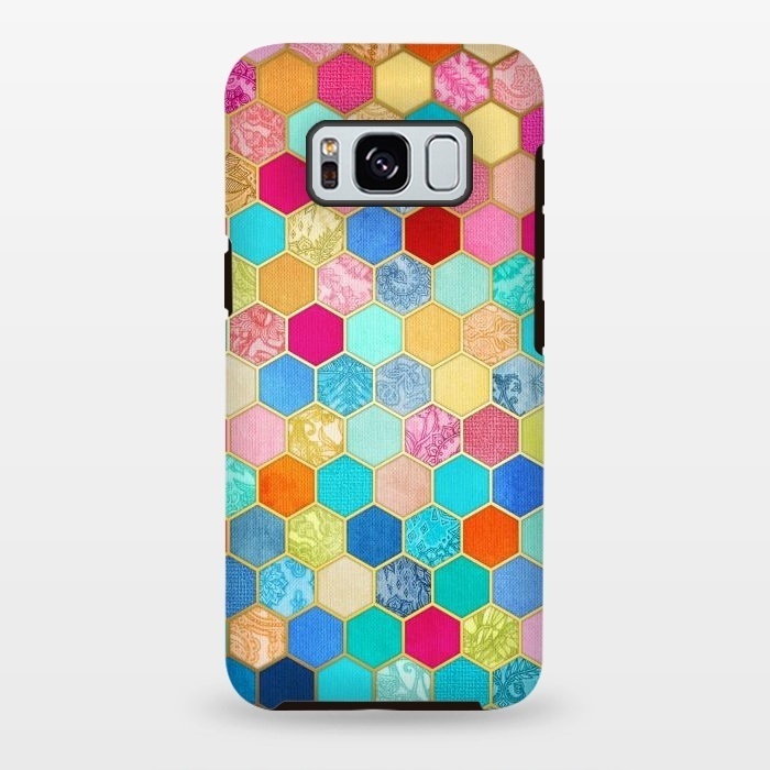 Galaxy S8 plus StrongFit Patterned Honeycomb Patchwork in Jewel Colors by Micklyn Le Feuvre