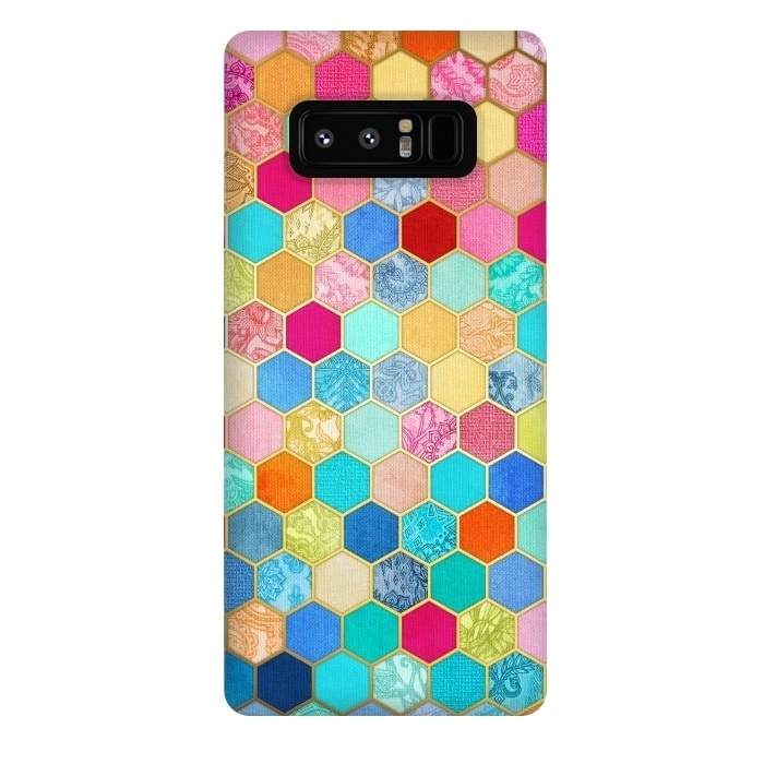 Galaxy Note 8 StrongFit Patterned Honeycomb Patchwork in Jewel Colors by Micklyn Le Feuvre