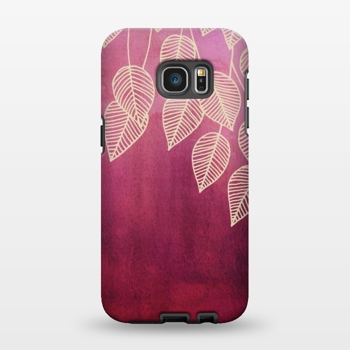 Galaxy S7 EDGE StrongFit Magenta Garden in watercolor and ink by Micklyn Le Feuvre