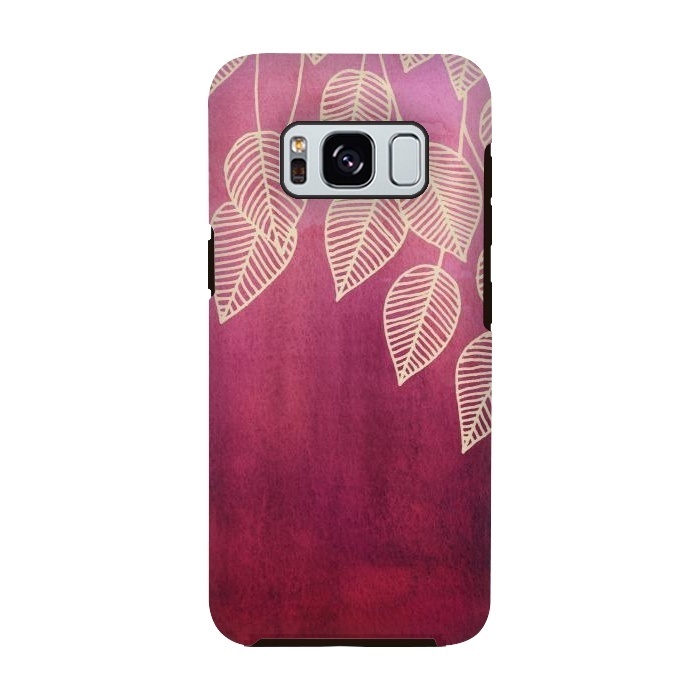 Galaxy S8 StrongFit Magenta Garden in watercolor and ink by Micklyn Le Feuvre