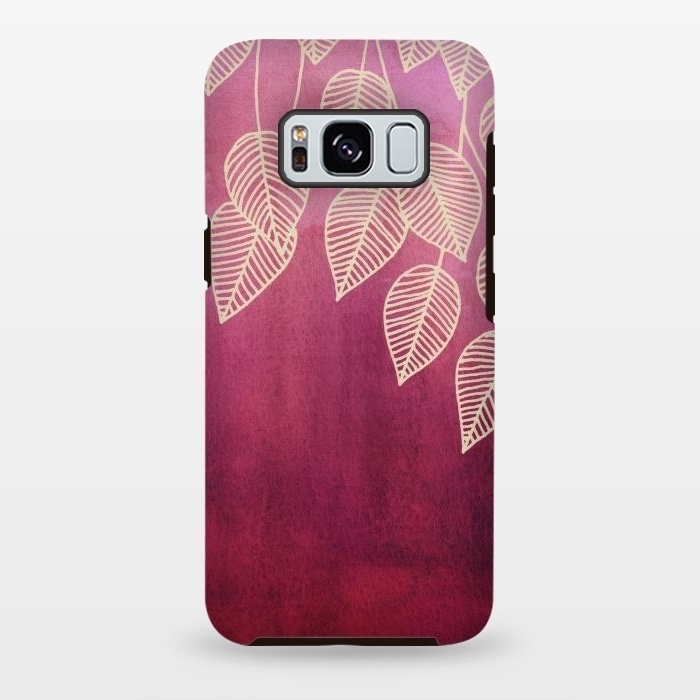 Galaxy S8 plus StrongFit Magenta Garden in watercolor and ink by Micklyn Le Feuvre