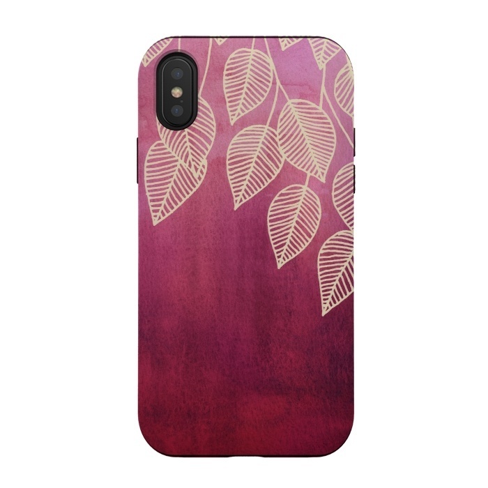 iPhone Xs / X StrongFit Magenta Garden in watercolor and ink by Micklyn Le Feuvre