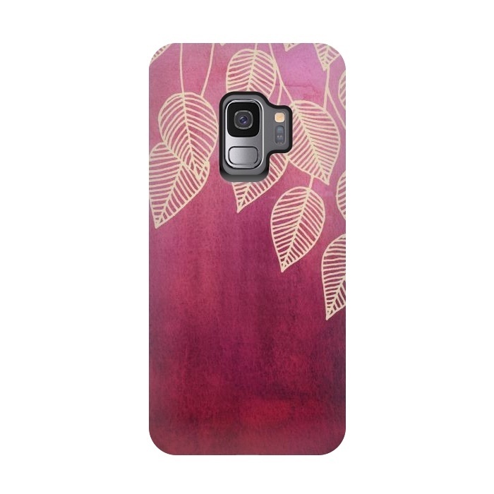 Galaxy S9 StrongFit Magenta Garden in watercolor and ink by Micklyn Le Feuvre