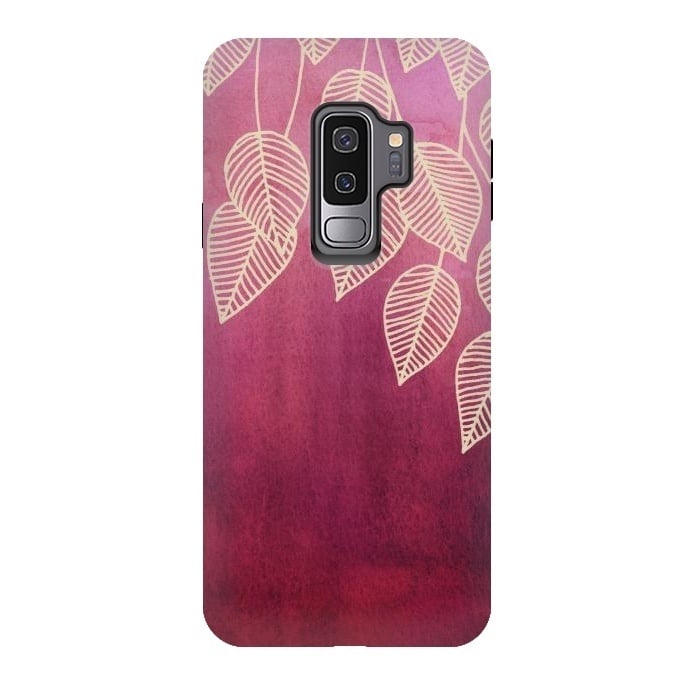 Galaxy S9 plus StrongFit Magenta Garden in watercolor and ink by Micklyn Le Feuvre
