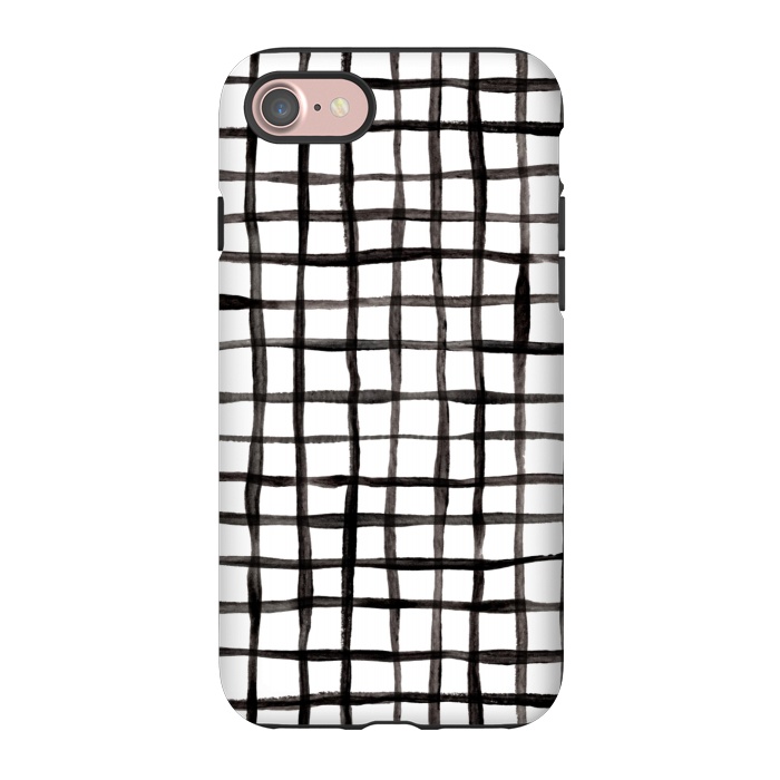 iPhone 7 StrongFit Modern Graphic Black and White Hand Painted Grid by Micklyn Le Feuvre