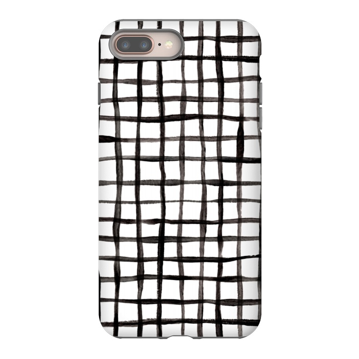 iPhone 7 plus StrongFit Modern Graphic Black and White Hand Painted Grid by Micklyn Le Feuvre