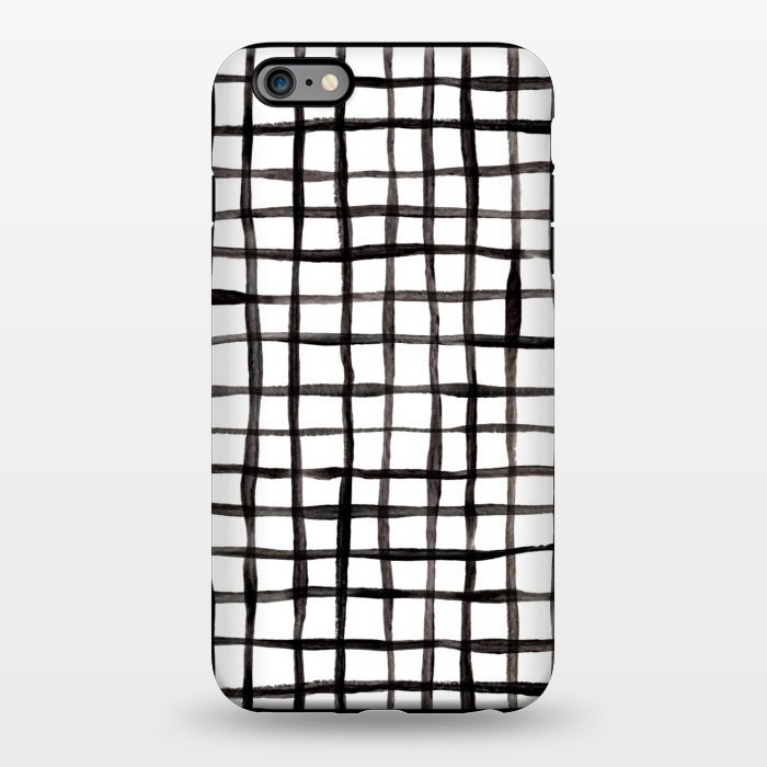 iPhone 6/6s plus StrongFit Modern Graphic Black and White Hand Painted Grid by Micklyn Le Feuvre