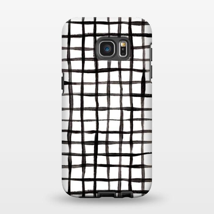 Galaxy S7 EDGE StrongFit Modern Graphic Black and White Hand Painted Grid by Micklyn Le Feuvre