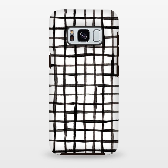 Galaxy S8 plus StrongFit Modern Graphic Black and White Hand Painted Grid by Micklyn Le Feuvre
