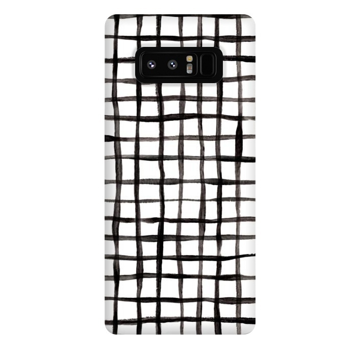 Galaxy Note 8 StrongFit Modern Graphic Black and White Hand Painted Grid by Micklyn Le Feuvre