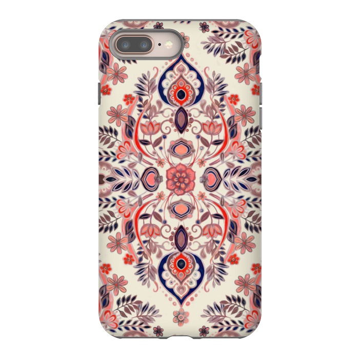 iPhone 7 plus StrongFit Modern Folk in Coral Red and Indigo by Micklyn Le Feuvre