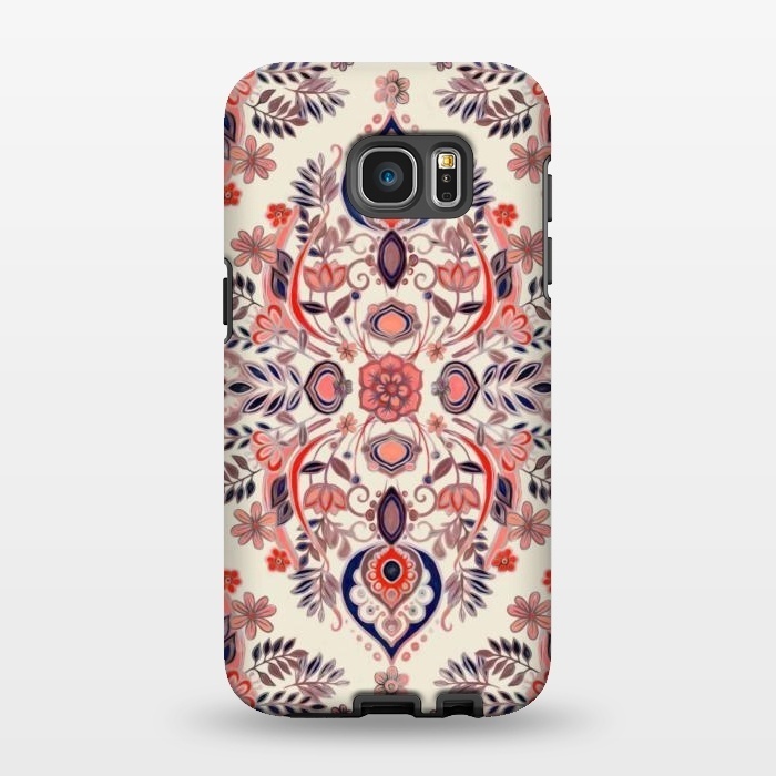 Galaxy S7 EDGE StrongFit Modern Folk in Coral Red and Indigo by Micklyn Le Feuvre