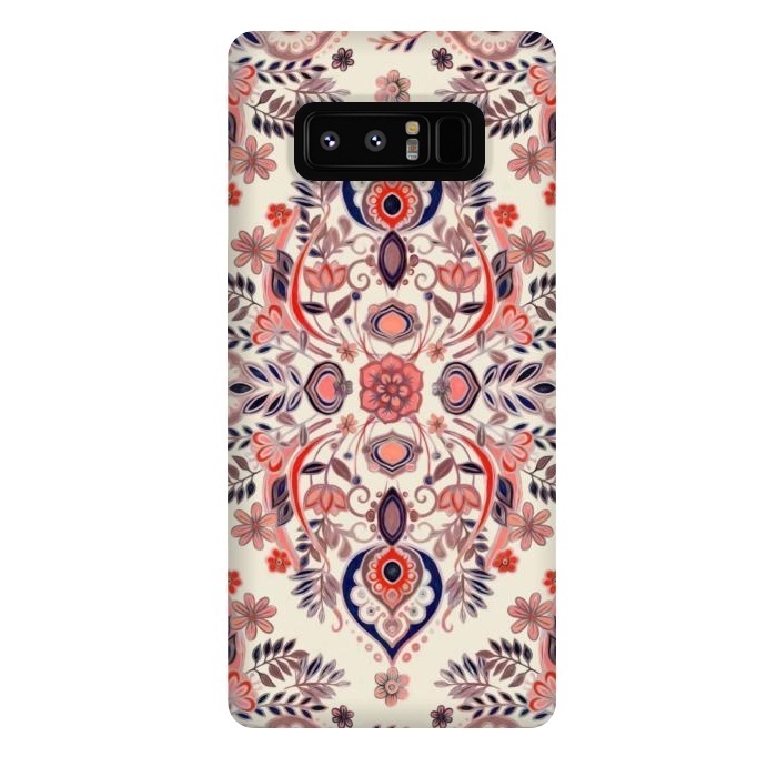Galaxy Note 8 StrongFit Modern Folk in Coral Red and Indigo by Micklyn Le Feuvre