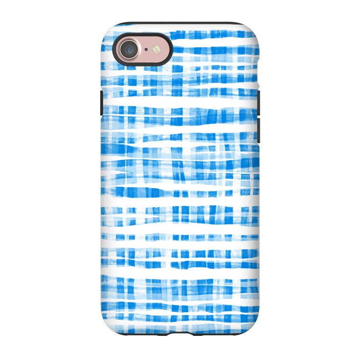 iPhone 7 StrongFit Happy Cobalt Blue Hand Painted Gingham by Micklyn Le Feuvre