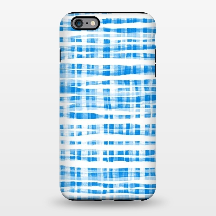 iPhone 6/6s plus StrongFit Happy Cobalt Blue Hand Painted Gingham by Micklyn Le Feuvre