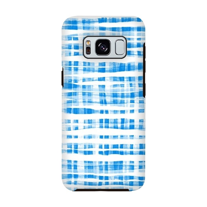 Galaxy S8 StrongFit Happy Cobalt Blue Hand Painted Gingham by Micklyn Le Feuvre