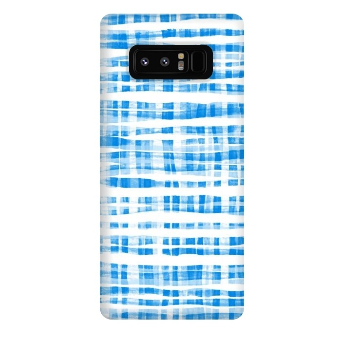 Galaxy Note 8 StrongFit Happy Cobalt Blue Hand Painted Gingham by Micklyn Le Feuvre